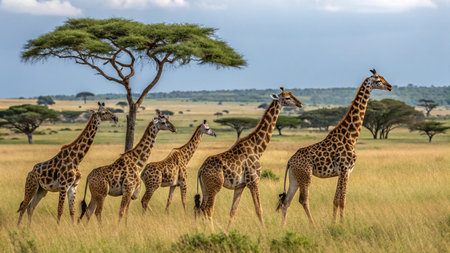 Group of giraffes in Serengeti National Park, Tanzaniaの写真素材
