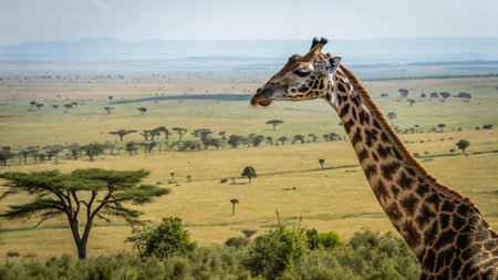 Giraffe in Serengeti National Park, Africaの写真素材