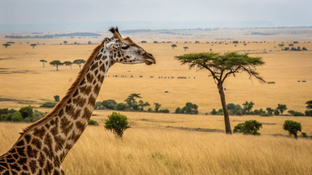 Giraffe in Serengeti National Park, Tanzania, Africaの写真素材