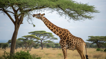 Giraffe in Serengeti National Park, Tanzania, Africaの写真素材