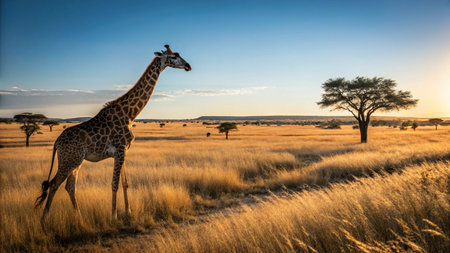 Giraffe in Serengeti National Park, Tanzania, Africaの写真素材