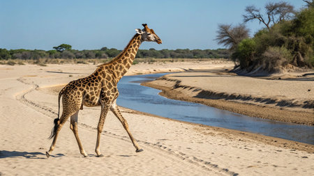 Giraffe in the Etosha National Park, Namibiaの写真素材