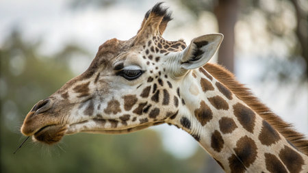 Portrait of a giraffe (Giraffa camelopardalis)の写真素材
