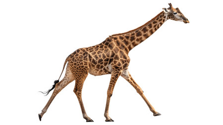 Giraffe, Giraffa camelopardalis isolated on white backgroundの写真素材