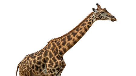 Giraffe isolated on white background with clipping path. Side view.の写真素材