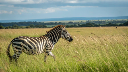 Zebra in the savannaの写真素材