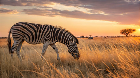 Zebras in Chobe National Park, Botswana, Africaの写真素材