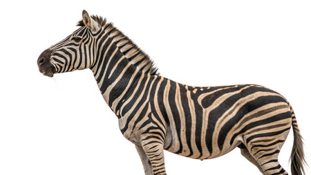 Plains zebra (Equus quagga) isolated on white backgroundの写真素材