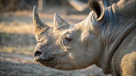 White rhinoceros in Chobe National Park, Botswana, Africaの写真素材