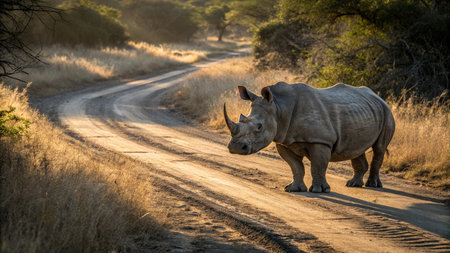 White rhinoceros in Kruger National Park, South Africaの写真素材