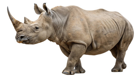 white rhinoceros isolated on white background with clipping path.の写真素材