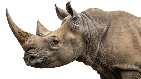 White rhinoceros isolated on white background with clipping path.の写真素材