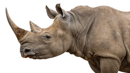 White rhinoceros isolated on white background with clipping path.の写真素材