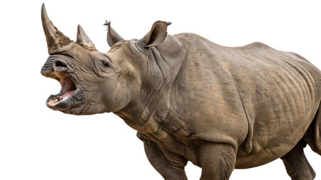 White rhinoceros isolated on white background with clipping path.の写真素材