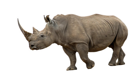 White rhinoceros isolated on white background. Side view.の写真素材