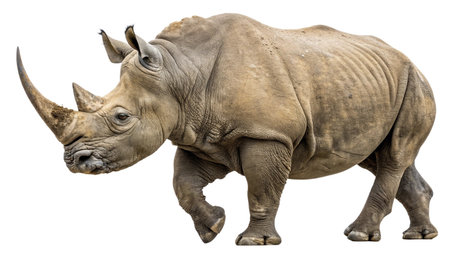 White rhinoceros isolated on white background, clipping path includedの写真素材
