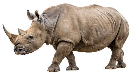 White rhinoceros isolated on white background with clipping path.の写真素材
