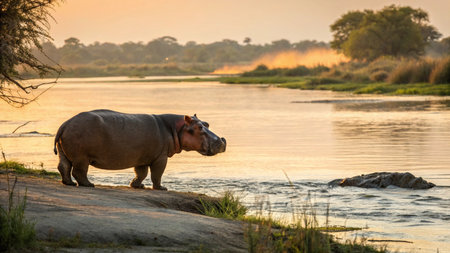 Hippo in the Chobe River, Botswana, Africa