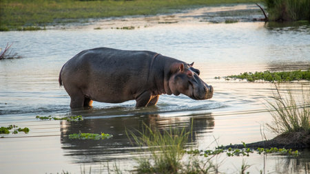 Hippopotamus in the Okavango Delta - Moremi National Park in Botswanaの写真素材