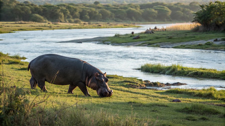 Hippopotamus in Chobe National Park, Botswana, Africaの写真素材