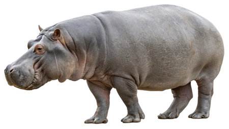 Hippopotamus isolated on white background. Clipping path included.の写真素材