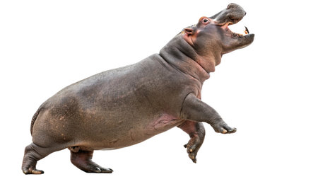 Hippopotamus isolated on white background. Clipping path included.の写真素材