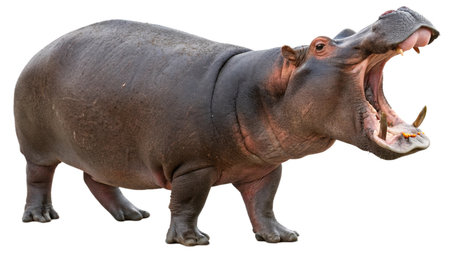 Hippopotamus isolated on white background. Clipping path included.