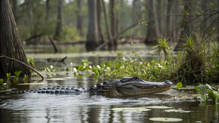Alligator in the Everglades National Park, Florida, USAの写真素材