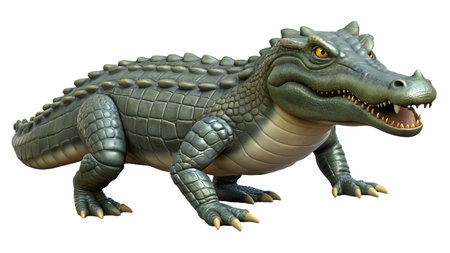 3D rendering of a fantasy crocodile isolated on white background.の写真素材