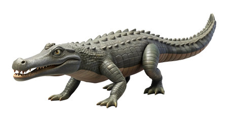 3D digital render of a crocodile isolated on white background.の写真素材