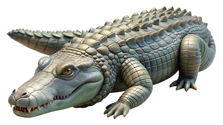 3D rendering of a fantasy crocodile isolated on white background.の写真素材
