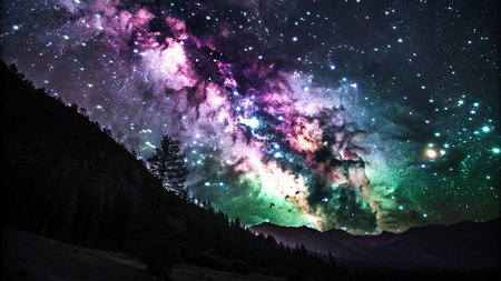 Milky way in the mountains.