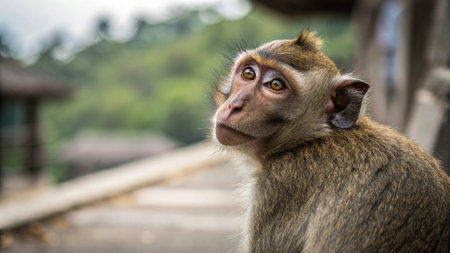 Monkey in the Monkey Forest, Ubud, Bali, Indonesiaの写真素材