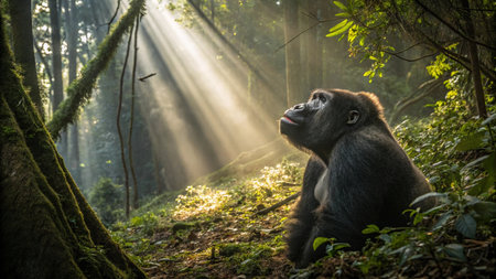 Lowland Gorilla in the rainforestの写真素材