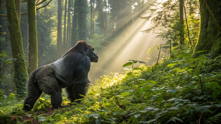 Western Lowland Gorilla in the rainforest of the Black Forest, Germany