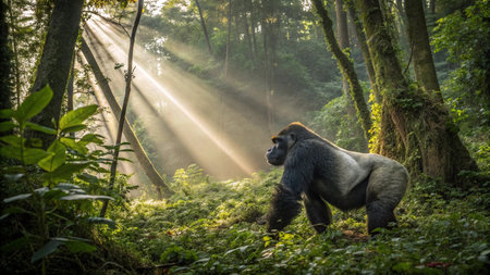 Lowland gorilla in the rainforest of Borneo, Malaysiaの写真素材