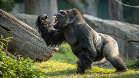 Gorilla in the zoo. Wildlife scene from animal life.の写真素材