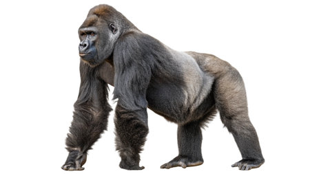 Front view of a Western Lowland Gorilla, isolated on white