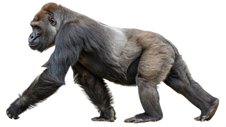 Front view of a Western Lowland Gorilla in front of a white background.