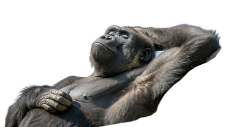 Portrait of a gorilla on a white background. Isolated.
