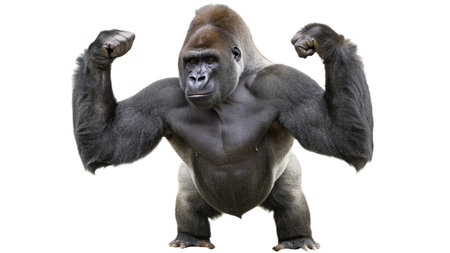 Gorilla isolated on a white background. 3D illustration.の写真素材