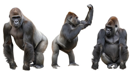 Gorilla in front of a white background with clipping path.
