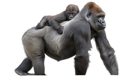Gorilla with a baby on a white background. Isolatedの写真素材