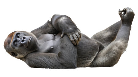 3D rendering of a western lowland gorilla isolated on white backgroundの写真素材
