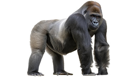 Male Western Lowland Gorilla in front of a white background.の写真素材