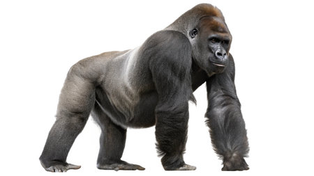 Silverback Gorilla - Gorilla gorilla in front of a white backgroundの写真素材