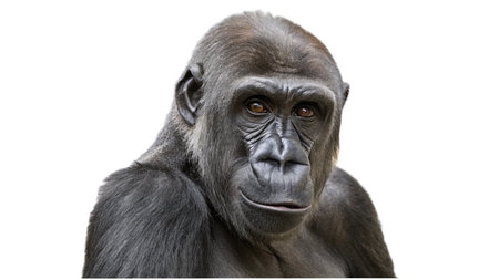 Portrait of a gorilla in front of a white background. Isolatedの写真素材