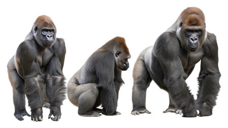 Silverback Gorilla (Gorilla gorilla gorilla gorilla) isolated on white background
