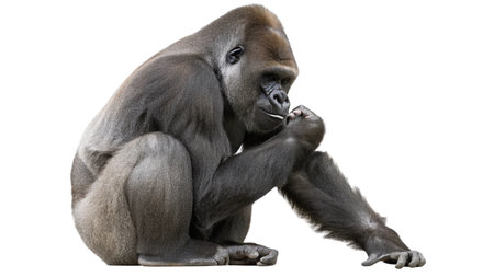 Western Lowland Gorilla, Gorilla gorilla, isolated on whiteの写真素材
