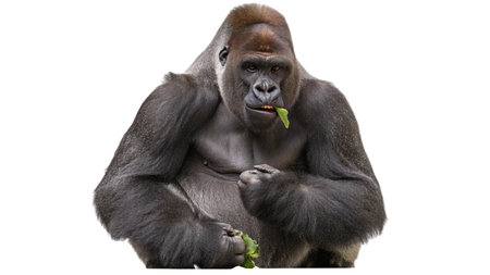 Silverback Gorilla, Gorilla gorilla, isolated on white background